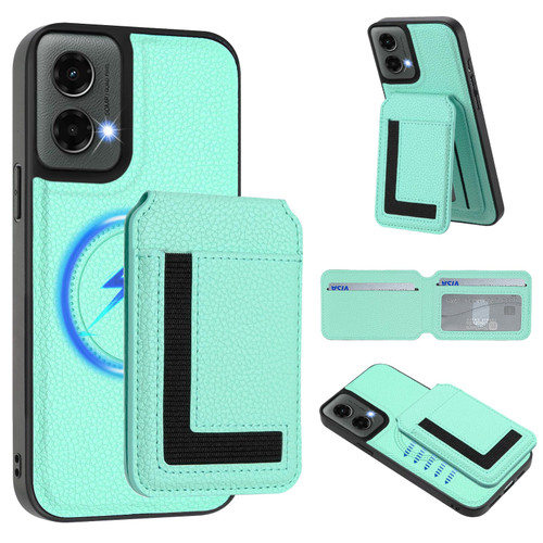 Moto G 5G 2024 CX01 Detachable Magsafe Magnetic Card Bag Phone Case - Mint Green